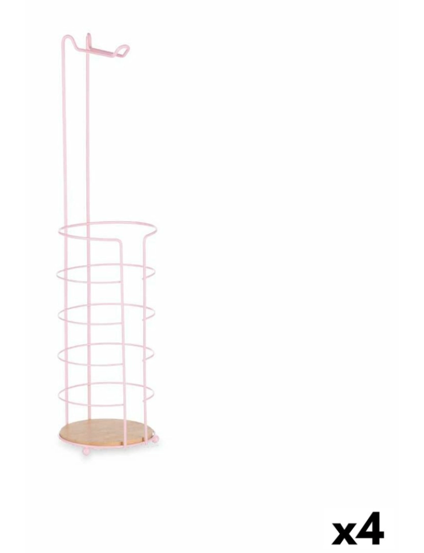 Berilo - Porta-Rolos de Papel Higiénico Cor de Rosa Metal Bambu 16,5 x 63,5 x 16,5 cm (4 Unidades)