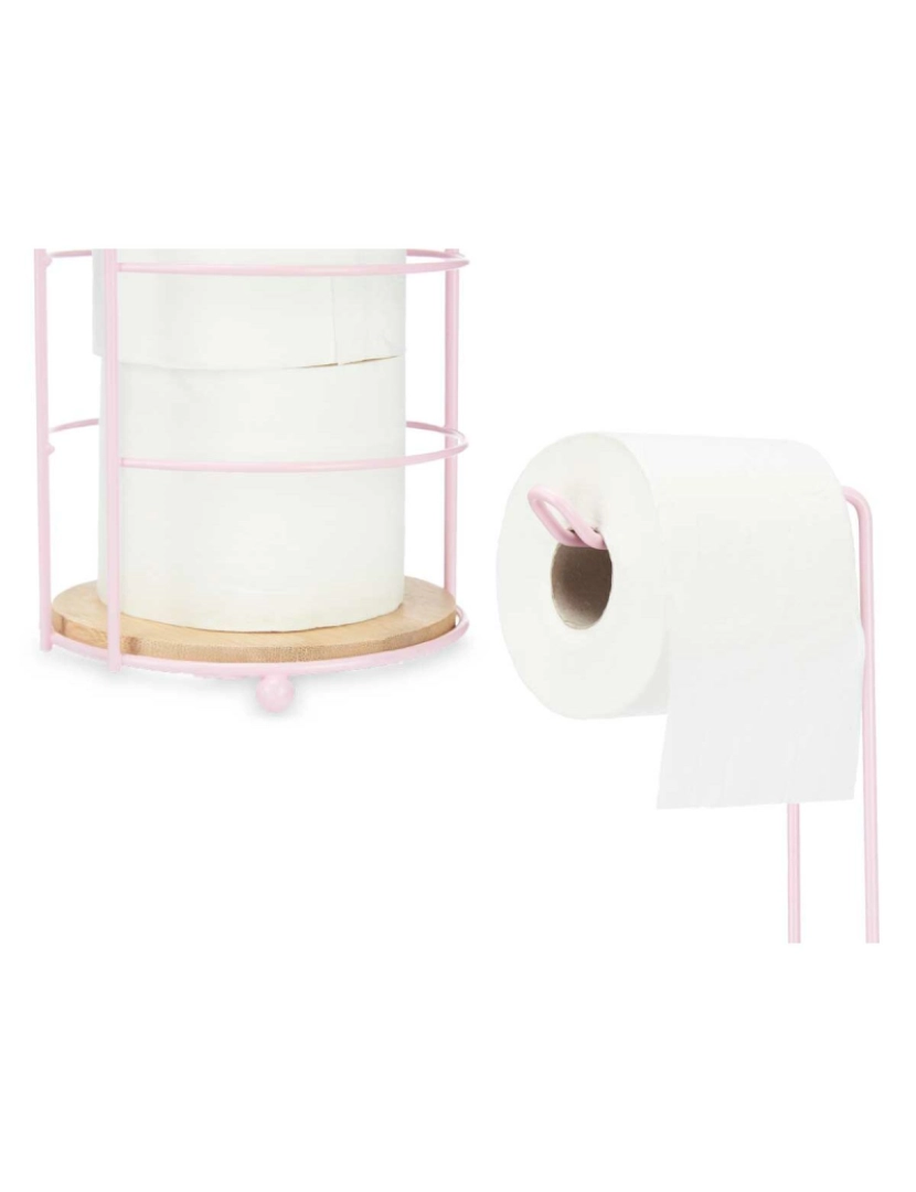 imagem de Porta-Rolos de Papel Higiénico Cor de Rosa Metal Bambu 16,5 x 63,5 x 16,5 cm (4 Unidades)3