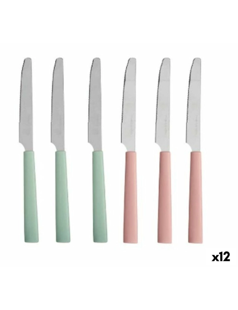 imagem de Conjunto de Facas Verde Cor de Rosa Prateado Aço inoxidável Plástico (12 Unidades)1