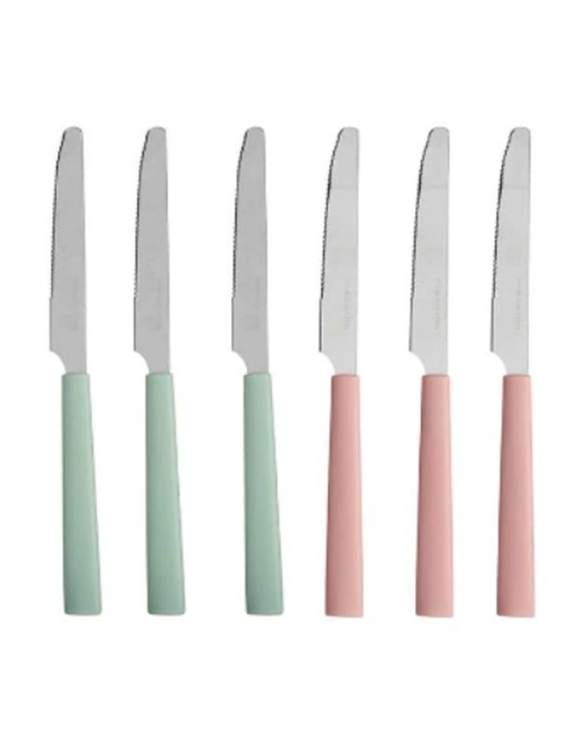 imagem de Conjunto de Facas Verde Cor de Rosa Prateado Aço inoxidável Plástico (12 Unidades)2
