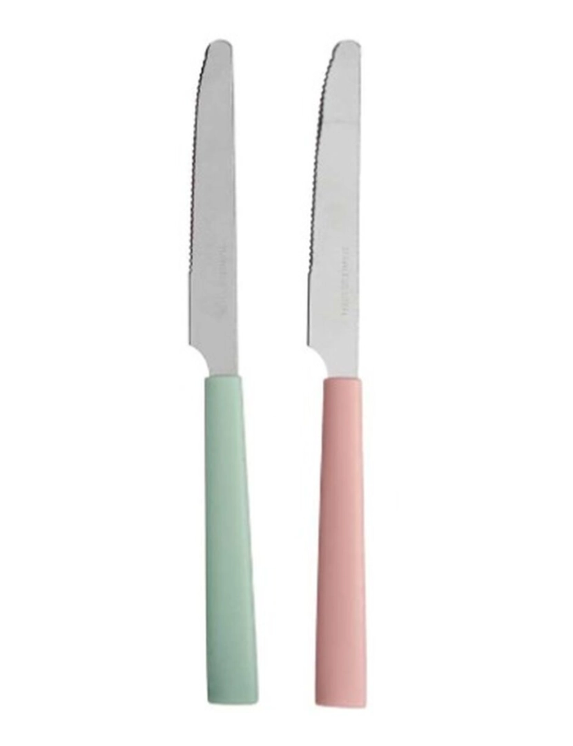 imagem de Conjunto de Facas Verde Cor de Rosa Prateado Aço inoxidável Plástico (12 Unidades)3