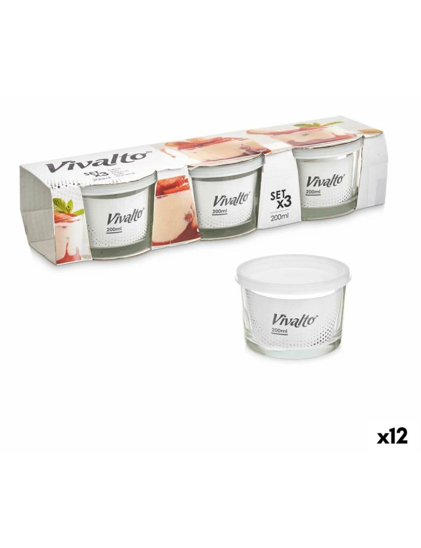 Vivalto - Conjunto de Lancheiras 200 ml Transparente Vidro Polipropileno (12 Unidades)