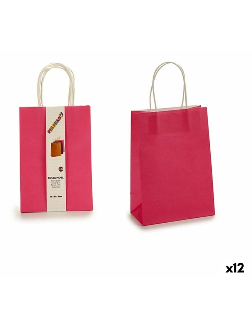 Pincello - Set de Bolsas Cor de Rosa Papel 8 x 31 x 15 cm (12 Unidades)