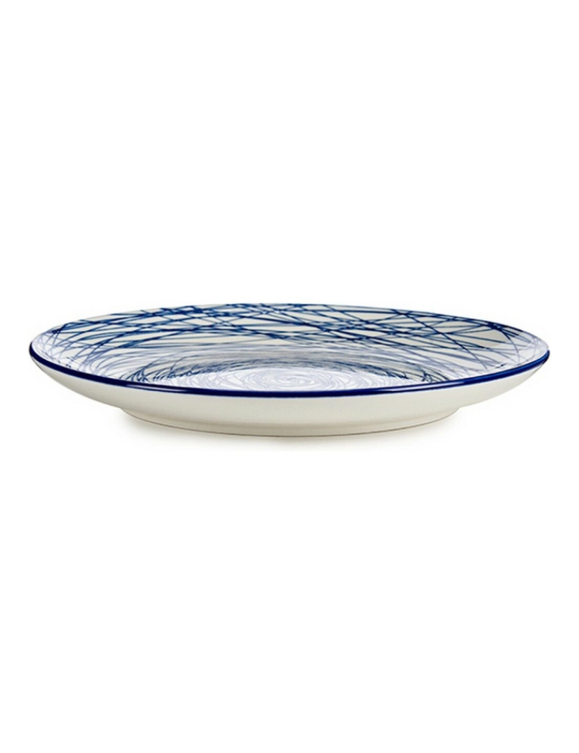 Vessia - Prato de Jantar Riscas Azul Branco Porcelana 24 x 2,8 x 24 cm (6 Unidades)