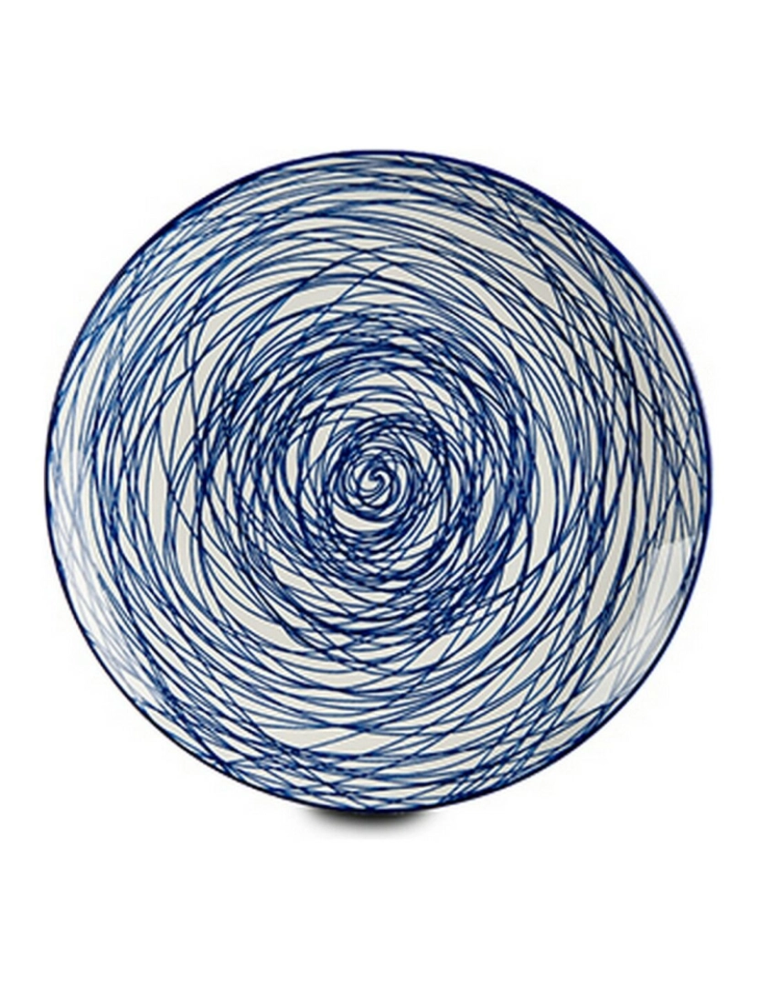 imagem de Prato de Jantar Riscas Azul Branco Porcelana 24 x 2,8 x 24 cm (6 Unidades)2