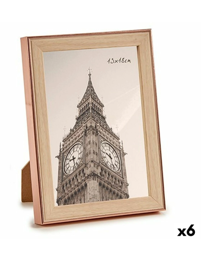 Gift Decor - Moldura de Fotos Castanho Cobre Plástico Vidro (15,6 x 2 x 20,7 cm) (6 Unidades)