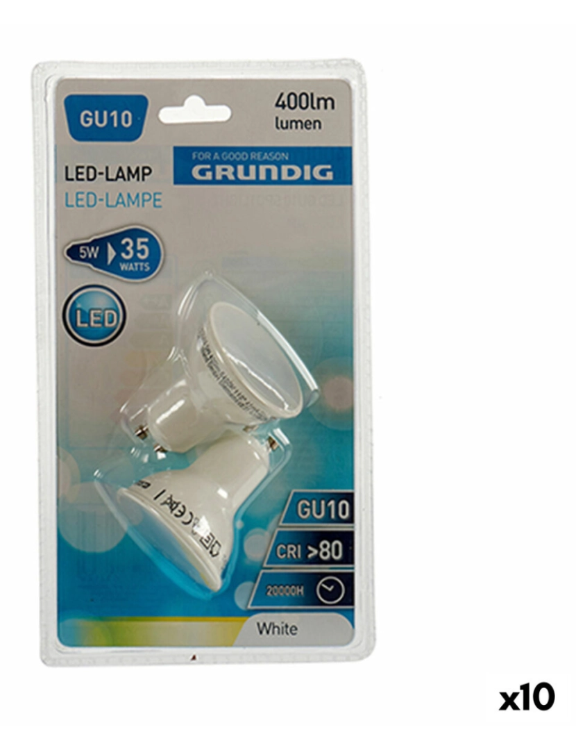 imagem de Lâmpada LED Grundig 6400 K Branco 5 W GU10 400 lm (5 x 6 x 5 cm) (10 Unidades)1