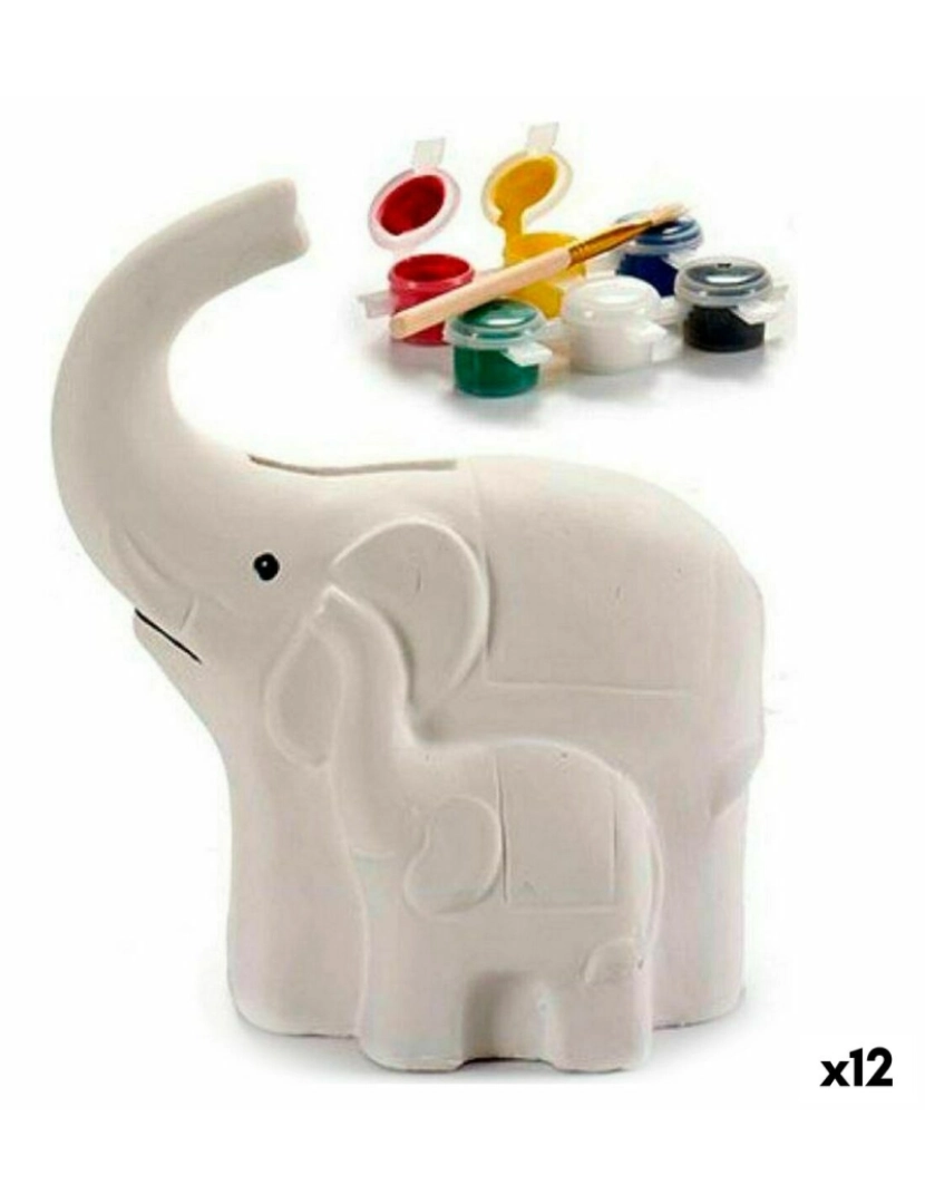 imagem de mealheiro Elefante Cerâmica Branco (8,3 x 14 x 12 cm) (12 Unidades)1