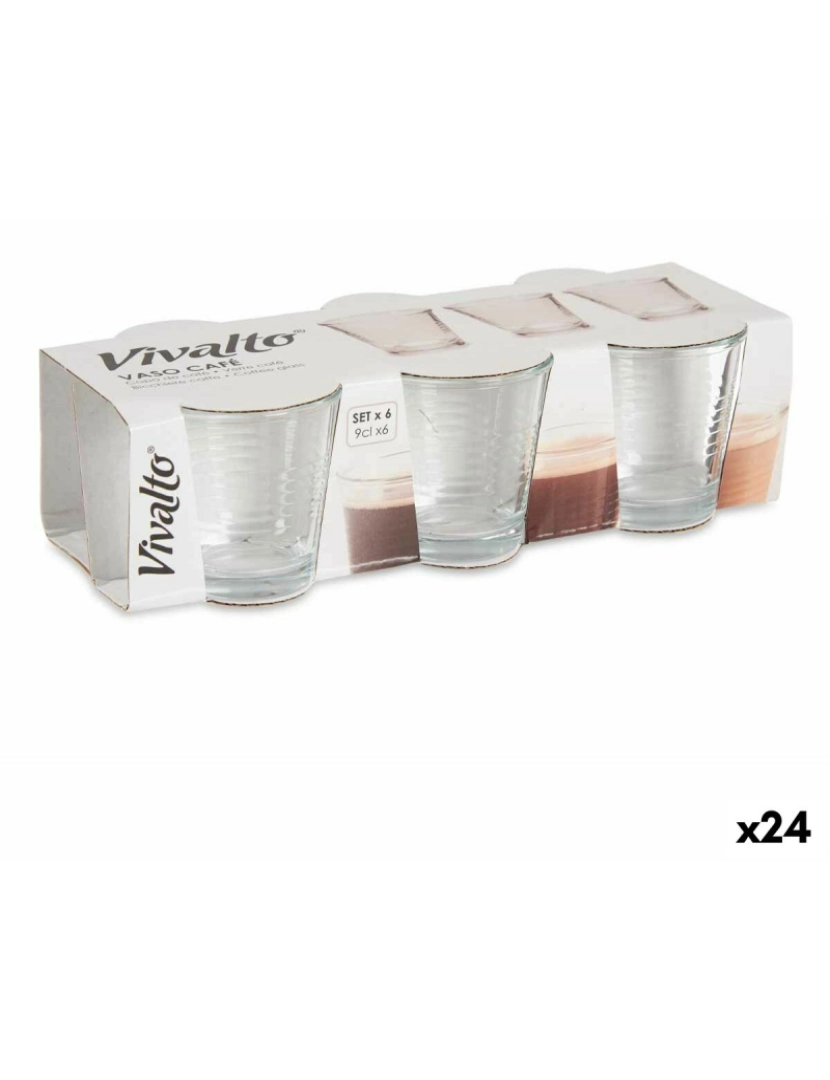 Vivalto - Conjunto de Copos Transparente Vidro (90 ml) (24 Unidades)