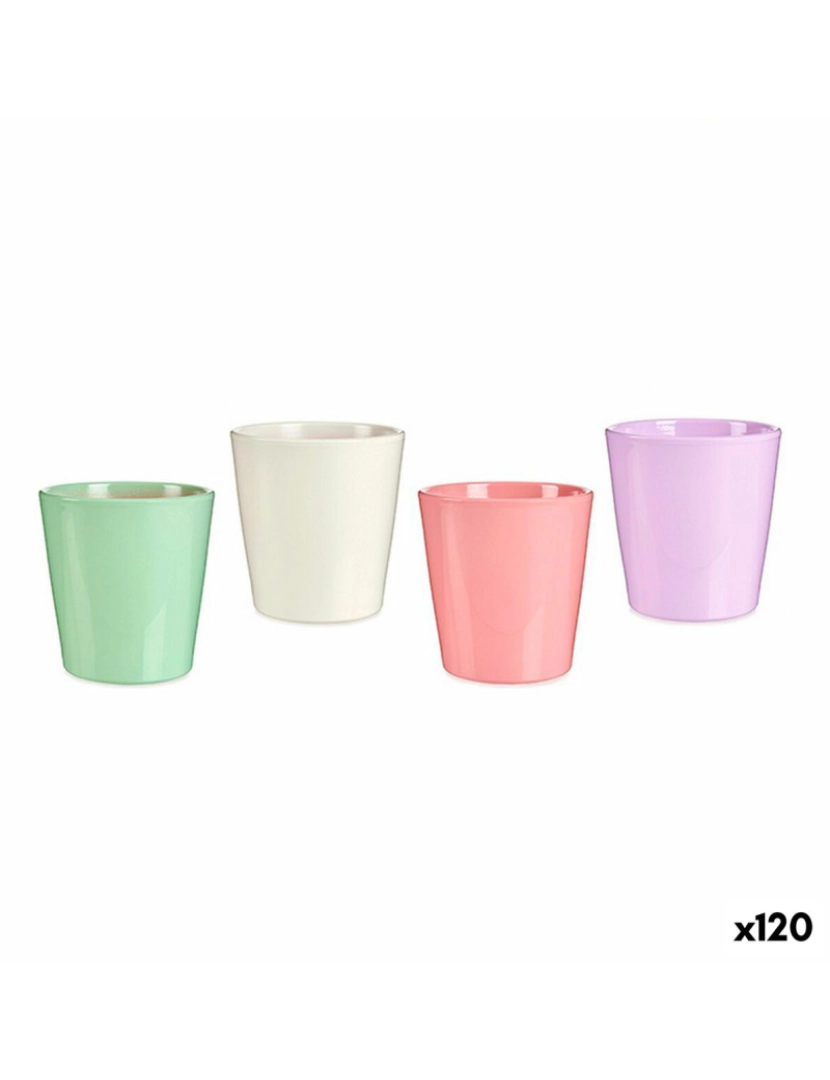 Ibergarden - Vaso Cor de Rosa Lilás Branco Verde Argila (16,5 x 16 x 16,5 cm) (120 Unidades)