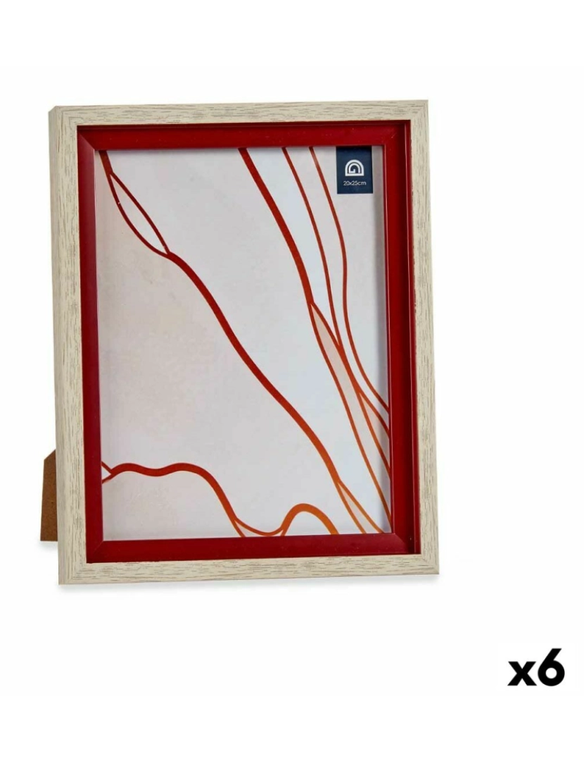 Gift Decor - Moldura de Fotos Cristal Vermelho Madeira Castanho Plástico (24 x 2 x 29 cm) (6 Unidades)