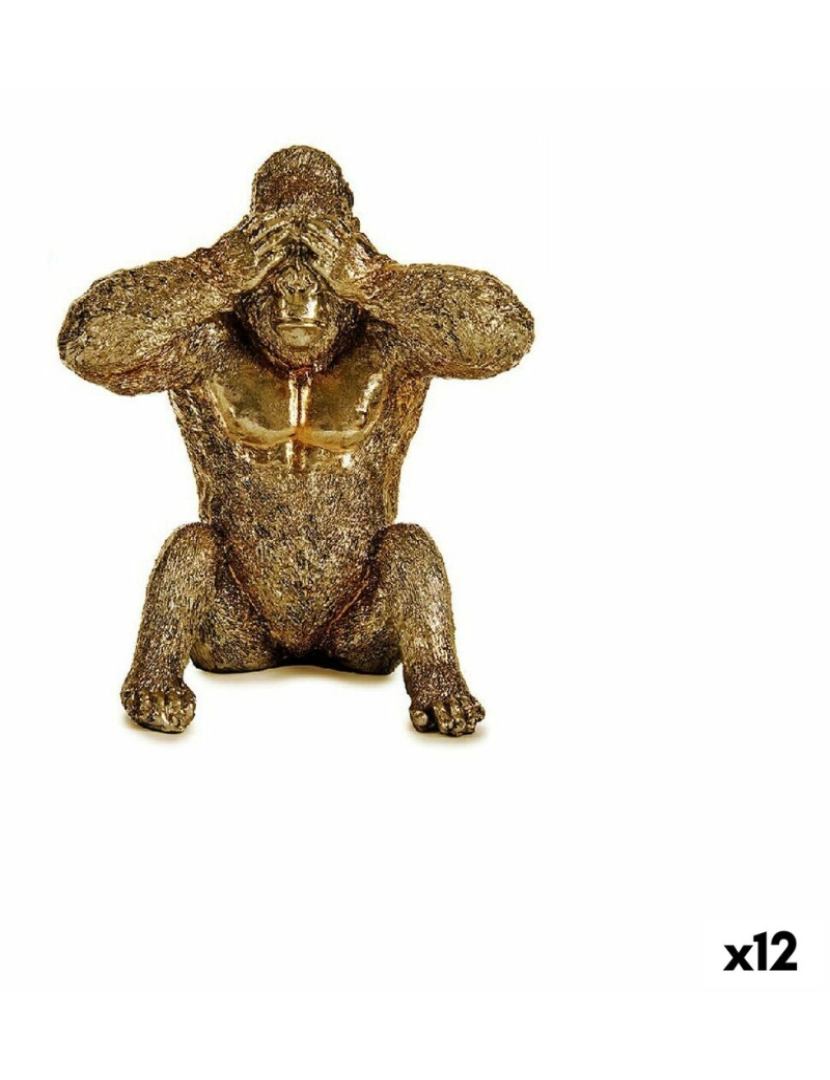 Gift Decor - Figura Decorativa Gorila Dourado Resina (9 x 18 x 17 cm)