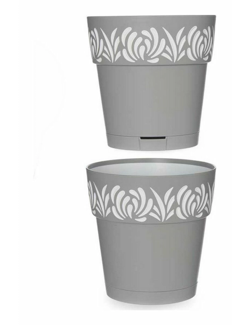 imagem de Vaso Autoirrigável Stefanplast Gaia Cinzento 15 x 15 x 15 cm Branco Plástico (12 Unidades)2