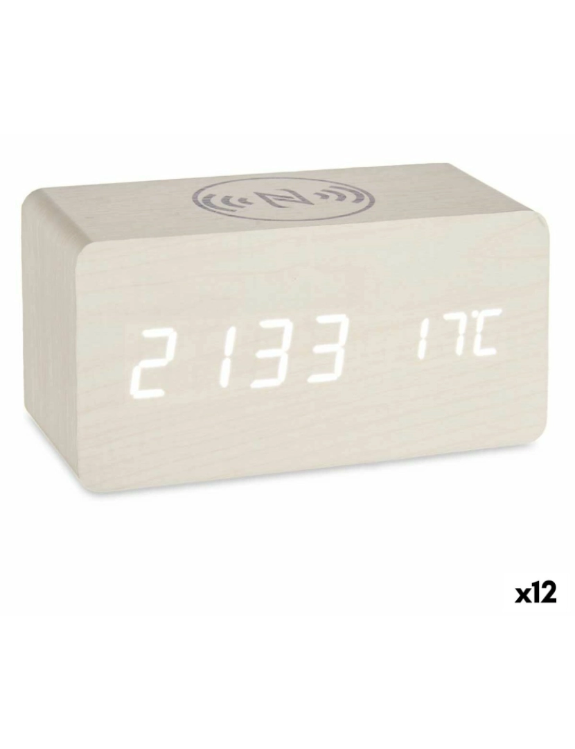 Gift Decor - Relógio Digital de Mesa Branco PVC Madeira MDF (15 x 7,5 x 7 cm) (12 Unidades)