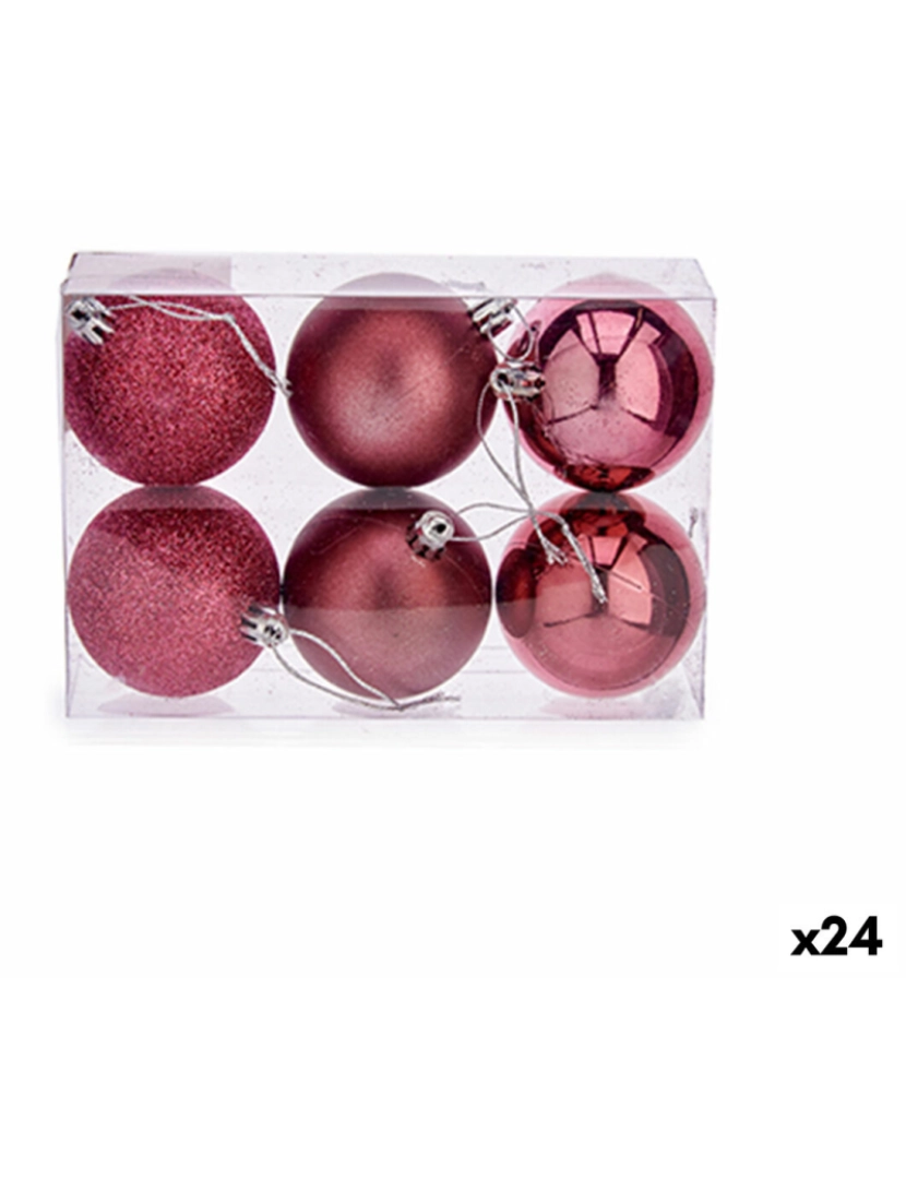 imagem de Conjunto de bolas de Natal Cor de Rosa PVC Ø 8 cm (24 Unidades)1