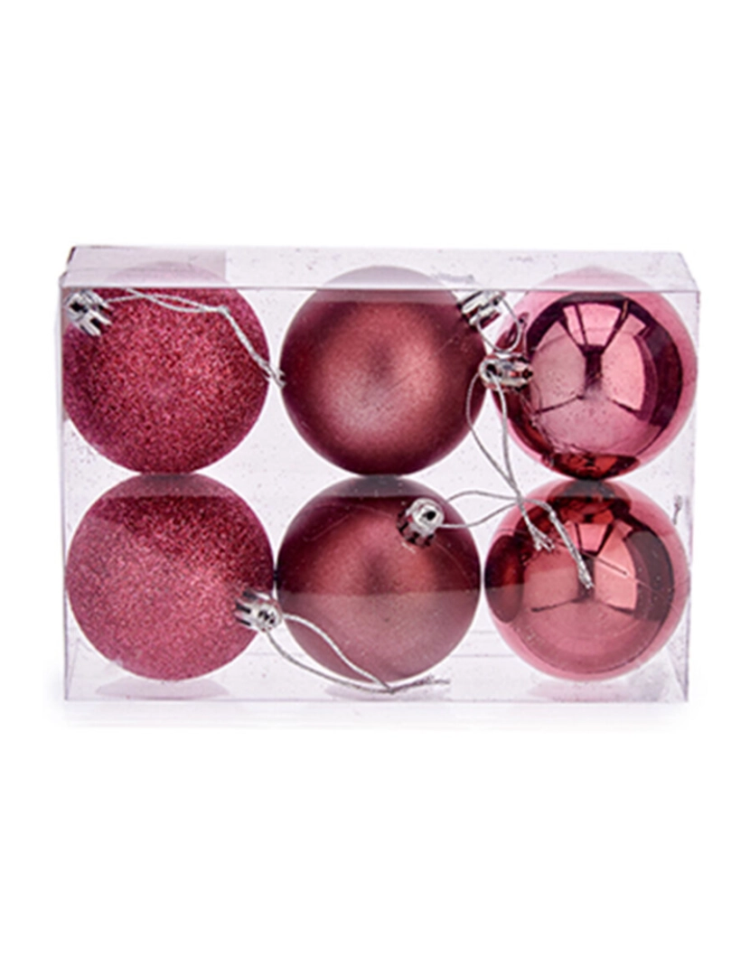 imagem de Conjunto de bolas de Natal Cor de Rosa PVC Ø 8 cm (24 Unidades)2