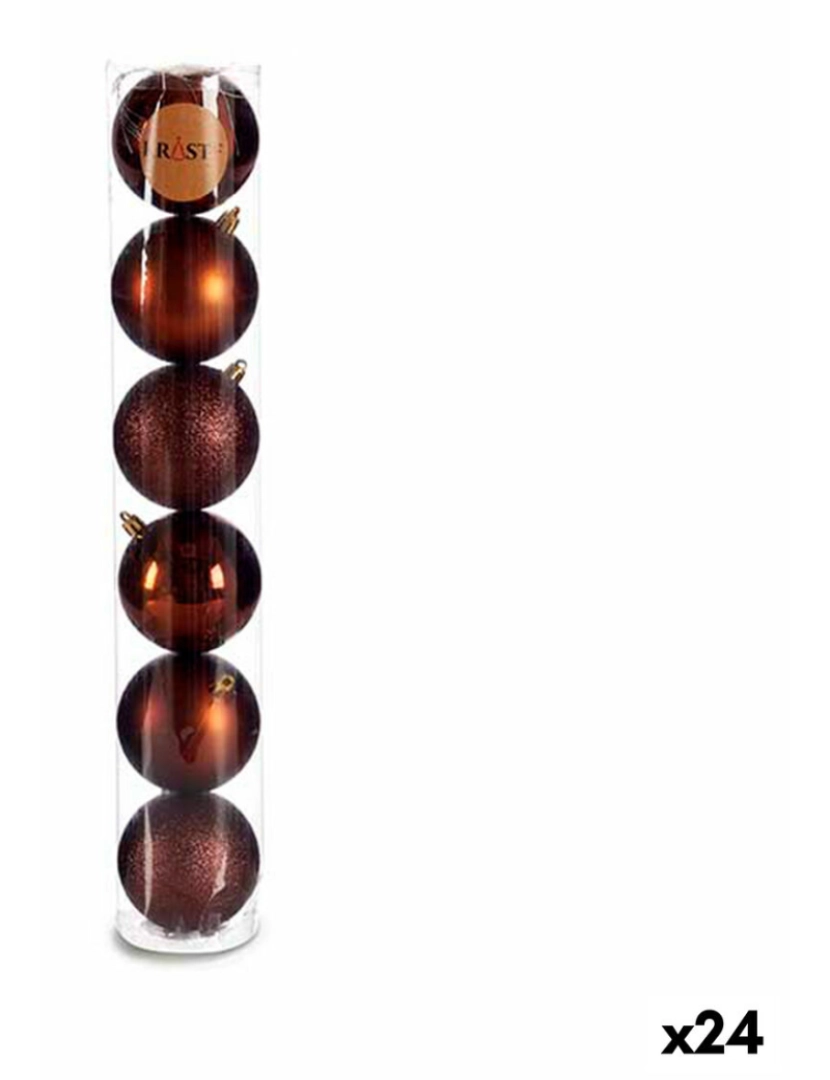 Krist+ - Conjunto de bolas de Natal Castanho Plástico Ø 8 cm 8 x 8 x 47 cm (24 Unidades)