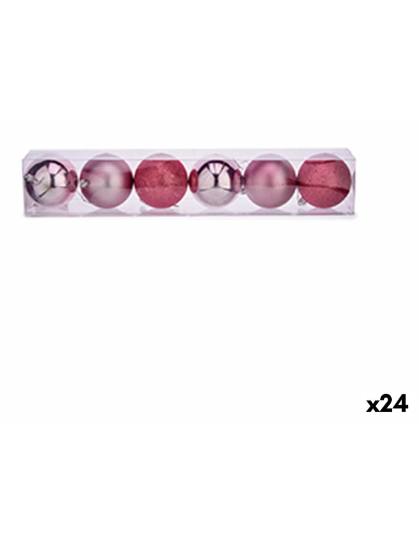 imagem de Conjunto de bolas de Natal Cor de Rosa Plástico Ø 8 cm (24 Unidades)1