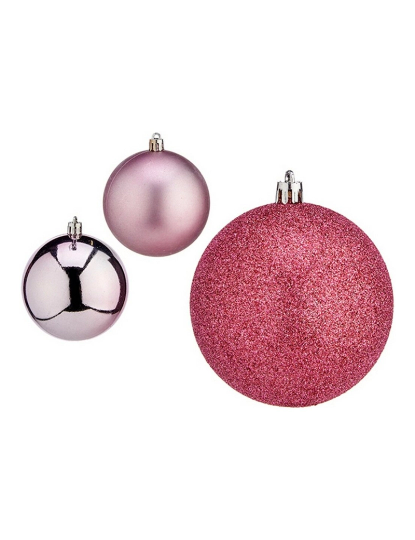 imagem de Conjunto de bolas de Natal Cor de Rosa Plástico Ø 8 cm (24 Unidades)4