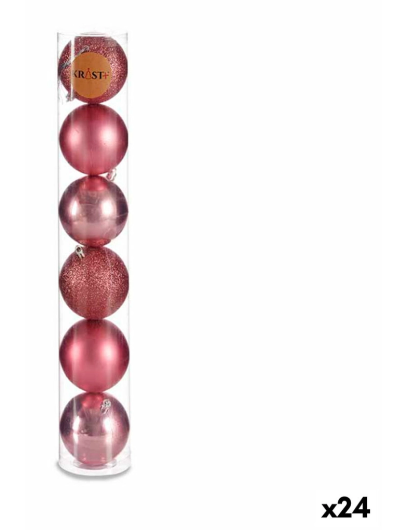 Krist+ - Conjunto de bolas de Natal Cor de Rosa Plástico 8 x 9 x 8 cm (24 Unidades)