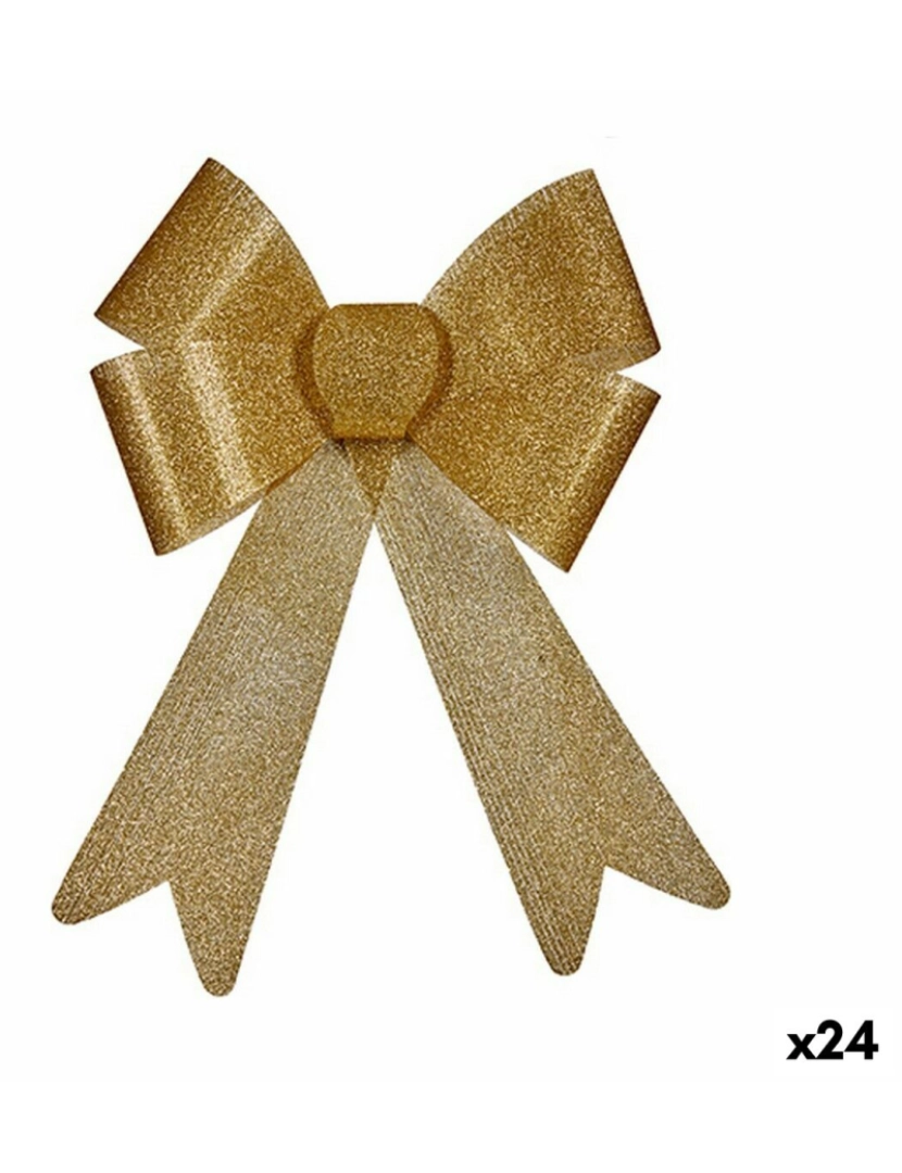 imagem de Adorno Natalício Laço 23 x 3 x 30 cm Dourado PVC 33 x 33 x 3 cm (24 Unidades)1