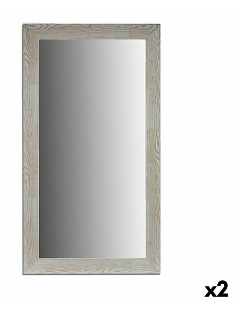 Gift Decor - Espelho de parede Madeira Branco Vidro (75 x 136 x 1,5 cm) (2 Unidades)