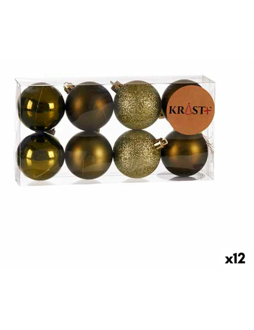Krist+ - Conjunto de bolas de Natal Verde Plástico 5 x 6 x 5 cm (12 Unidades)