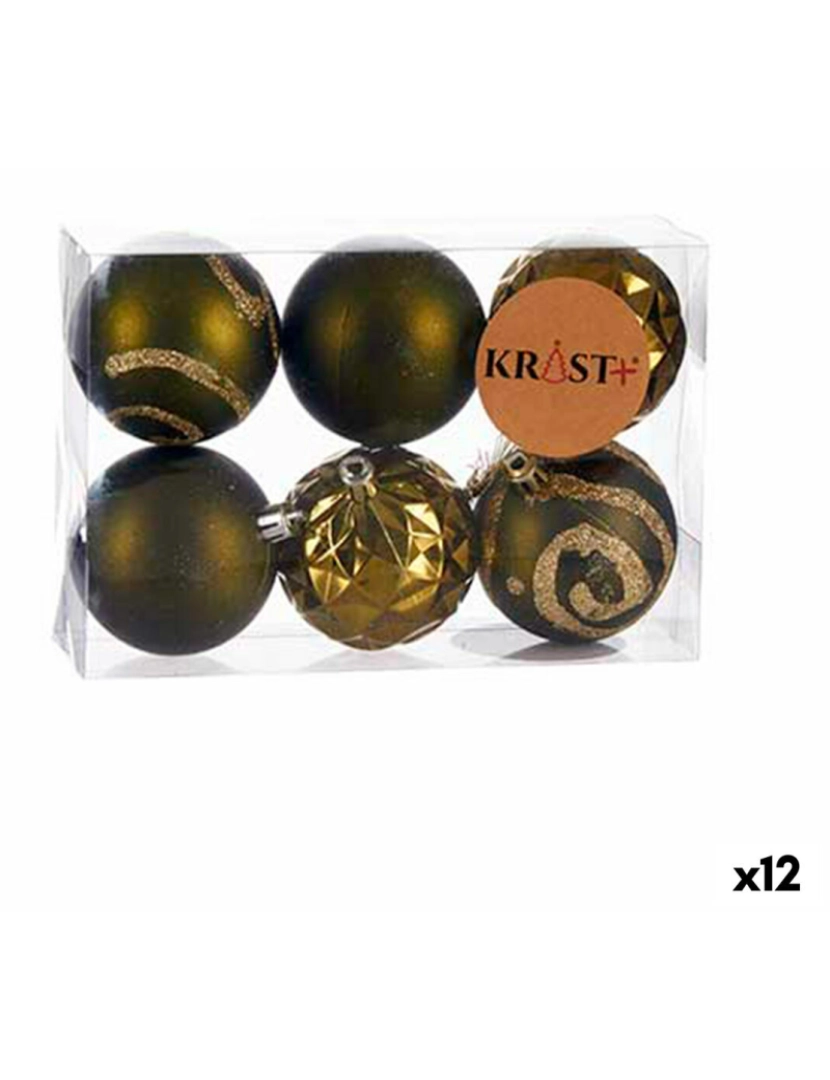 Krist+ - Conjunto de bolas de Natal Verde Plástico Ø 6 cm (12 Unidades)