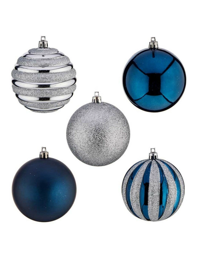 imagem de Conjunto de bolas de Natal Azul Prateado Plástico Ø 6 cm (6 Unidades)3
