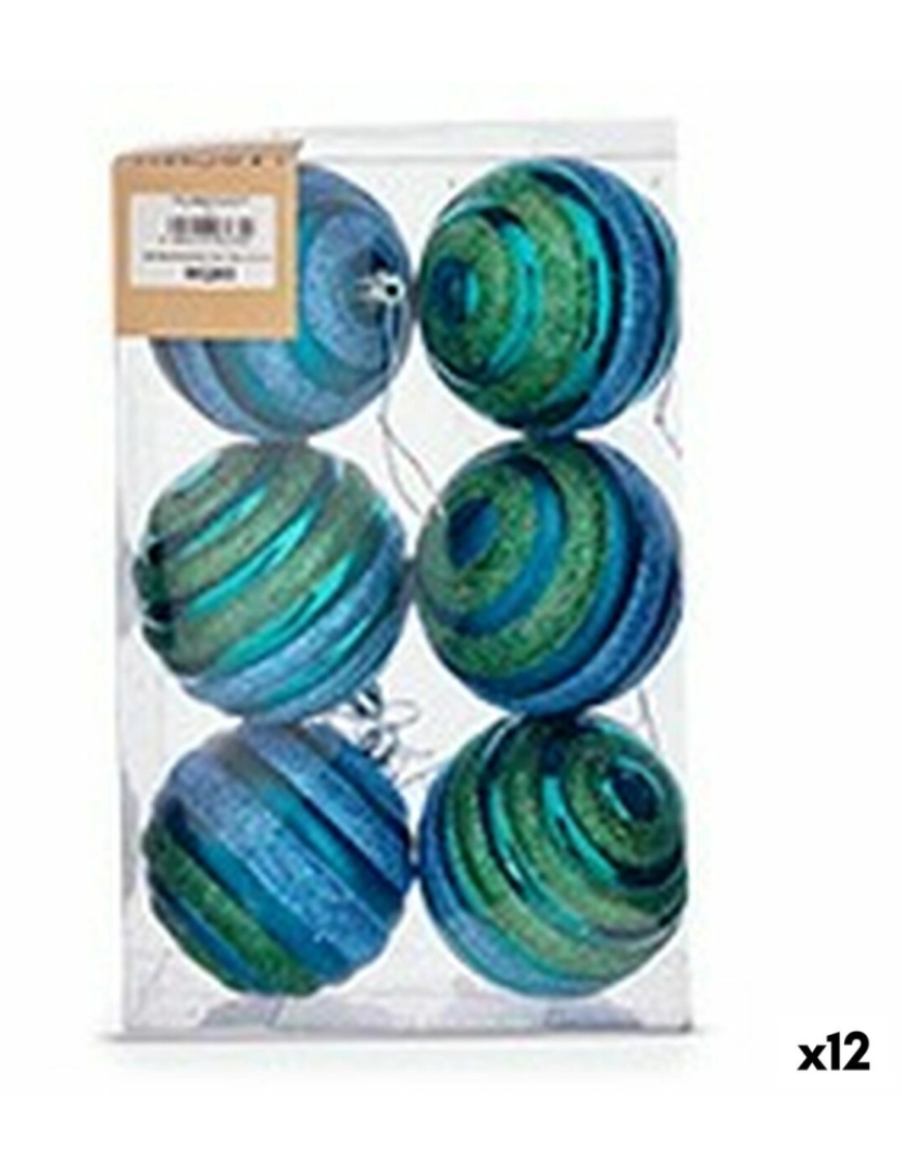 imagem de Conjunto de bolas de Natal Ø 8 cm Azul Verde PVC (12 Unidades)1