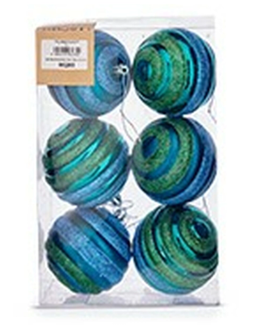 imagem de Conjunto de bolas de Natal Ø 8 cm Azul Verde PVC (12 Unidades)2