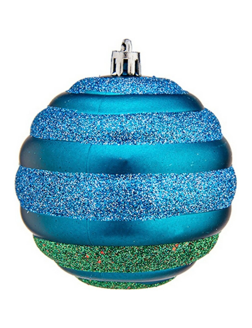 imagem de Conjunto de bolas de Natal Ø 8 cm Azul Verde PVC (12 Unidades)3