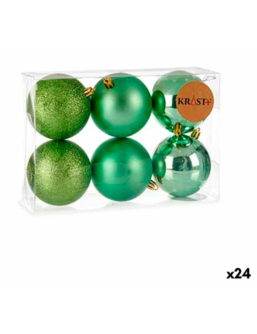 Krist+ - Conjunto de bolas de Natal Verde Plástico Ø 8 cm (24 Unidades)