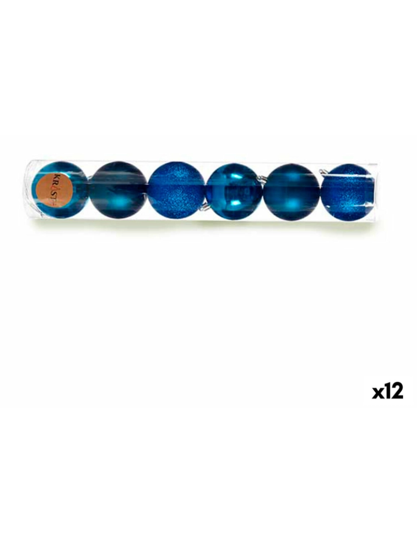 Krist+ - Conjunto de bolas de Natal Azul Plástico 8 x 9 x 8 cm (12 Unidades)