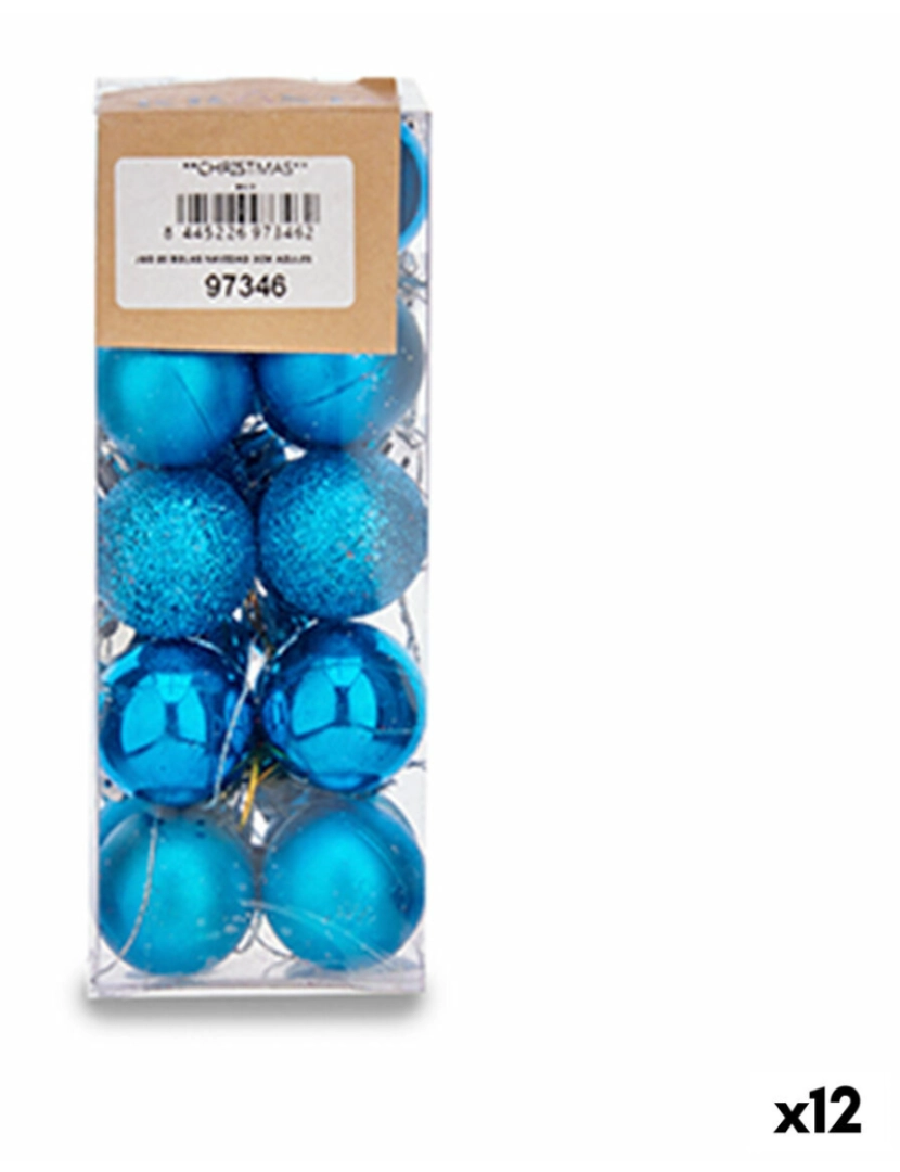 imagem de Conjunto de bolas de Natal Ø 3 cm Azul Plástico (12 Unidades)1