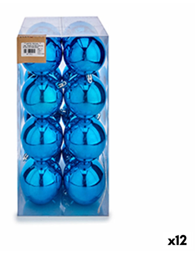 Krist+ - Conjunto de bolas de Natal Azul Plástico 8 x 9 x 8 cm (12 Unidades)