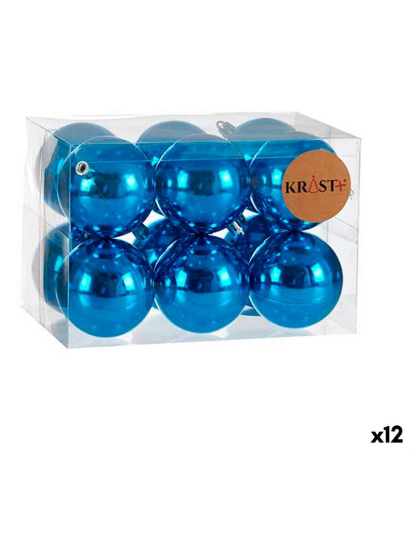 Krist+ - Conjunto de bolas de Natal Azul Plástico Ø 7 cm (12 Unidades)