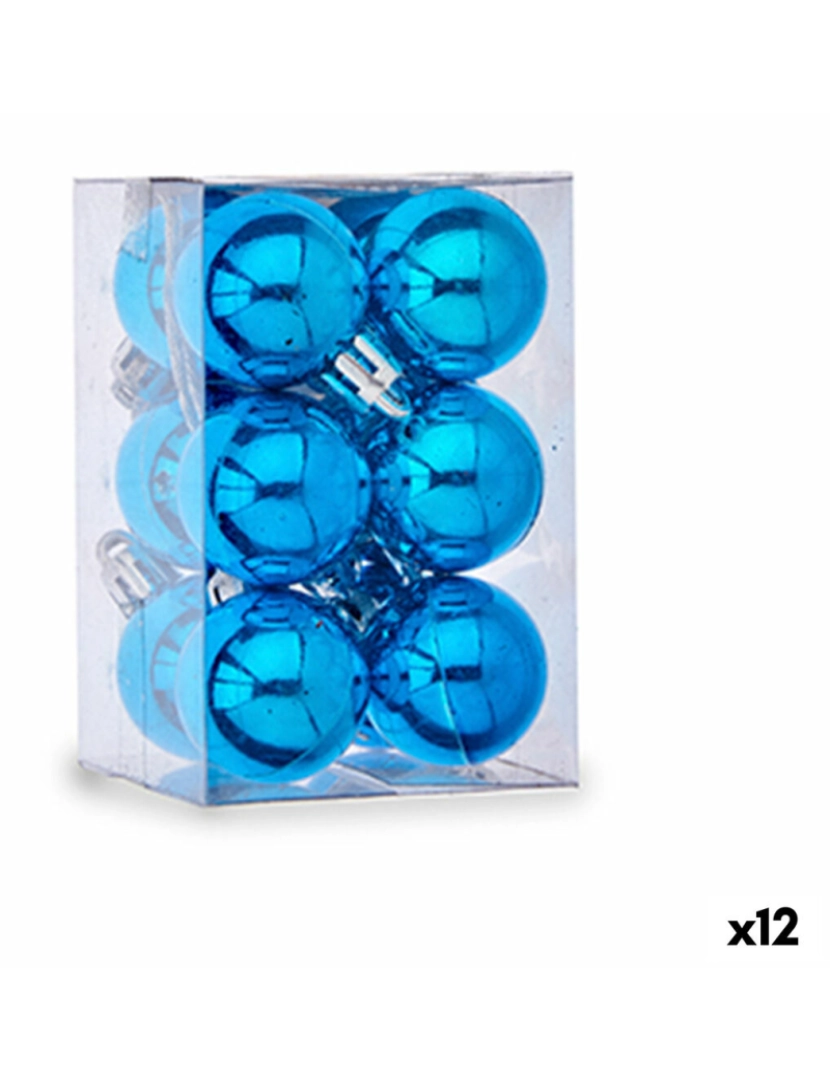 imagem de Conjunto de bolas de Natal Ø 3 cm Azul Plástico 12 x 6 x 6 cm (12 Unidades)1
