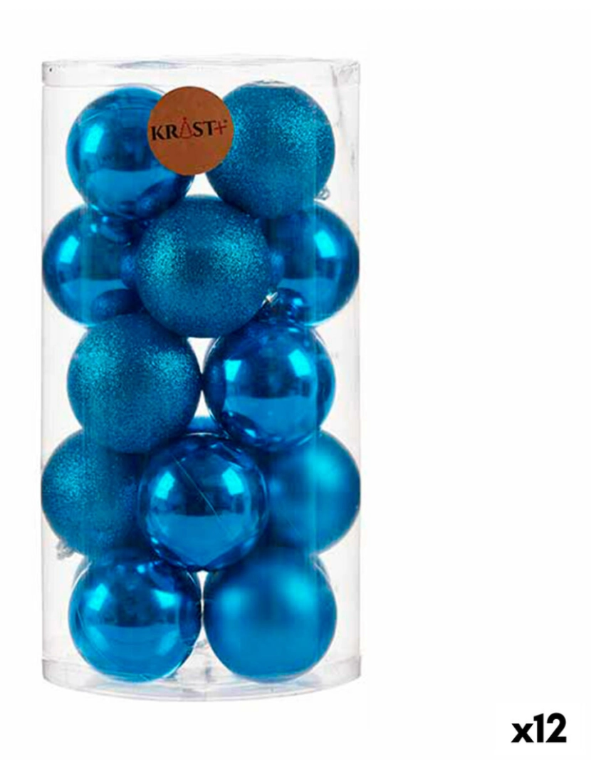 Krist+ - Conjunto de bolas de Natal Azul PVC (12 Unidades)