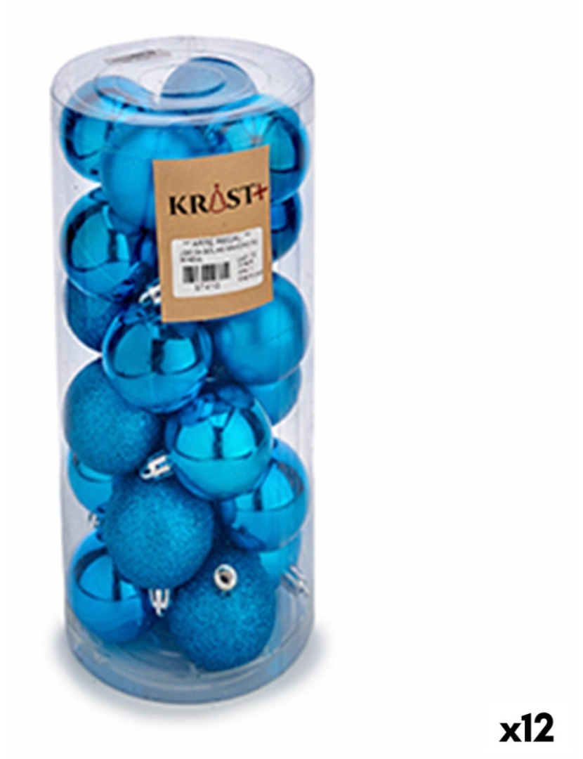 Krist+ - Conjunto de bolas de Natal Azul Plástico 5 x 6 x 5 cm (12 Unidades)