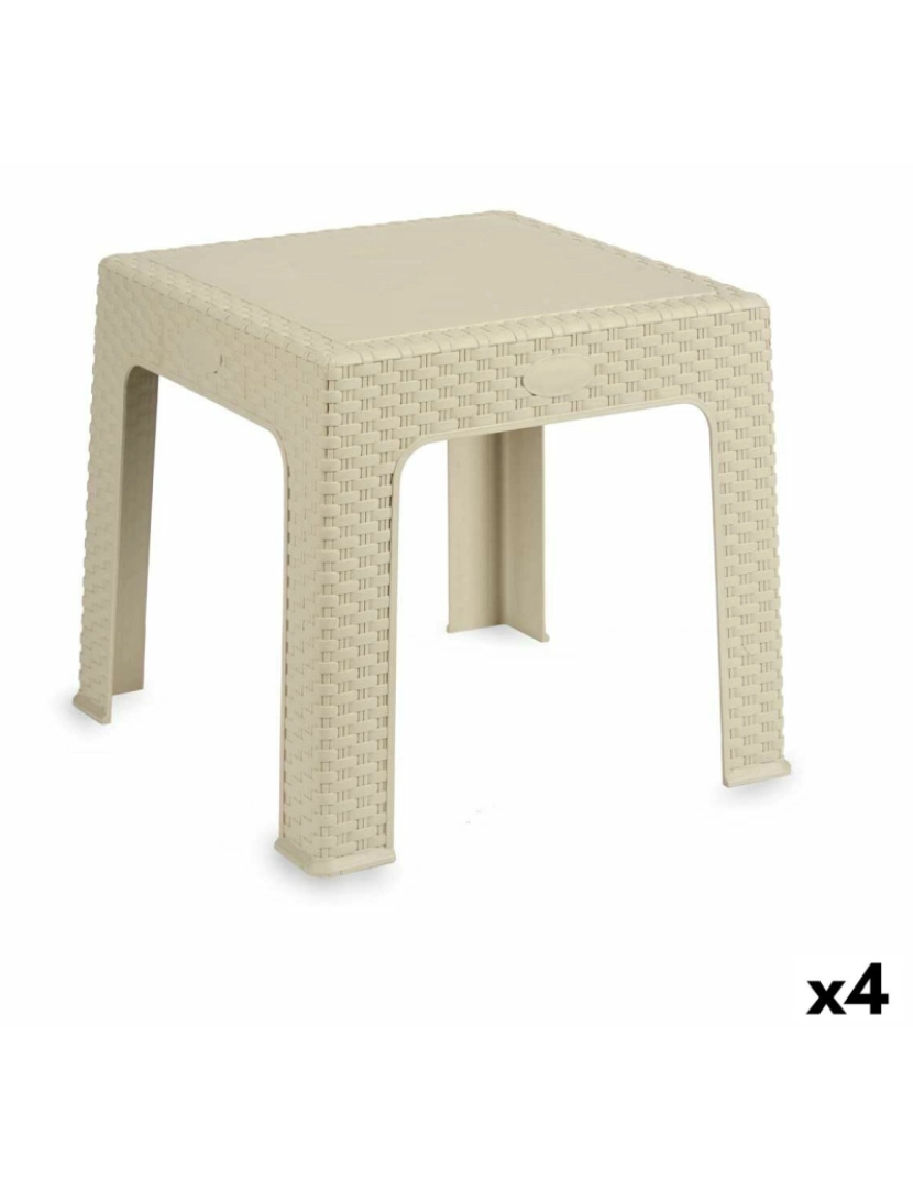 Kipit - Mesa Infantil Rattan Creme Plástico 47 x 42,5 x 47 cm (4 Unidades)