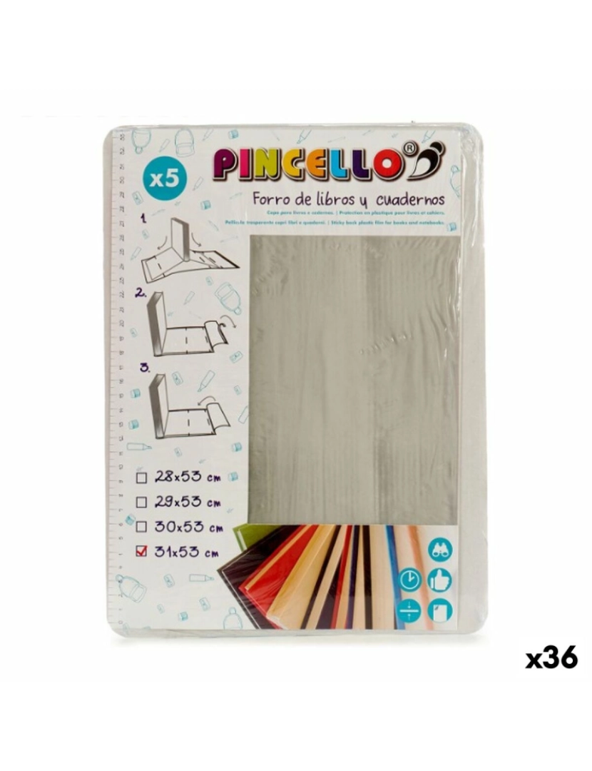 Pincello - Capa Adesiva para Livros Transparente 31 x 53 cm (36 Unidades)