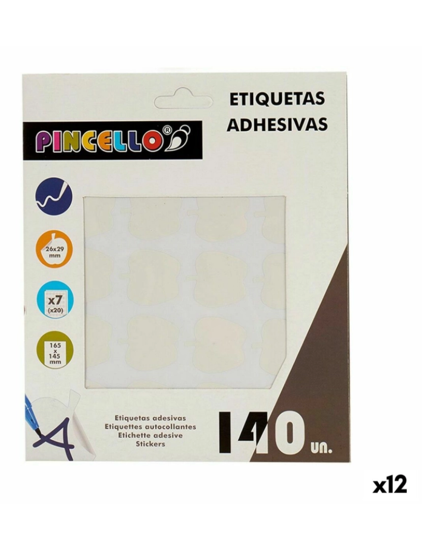 Pincello - Etiquetas adesivas Branco 22 x 49 mm Maçã (12 Unidades)