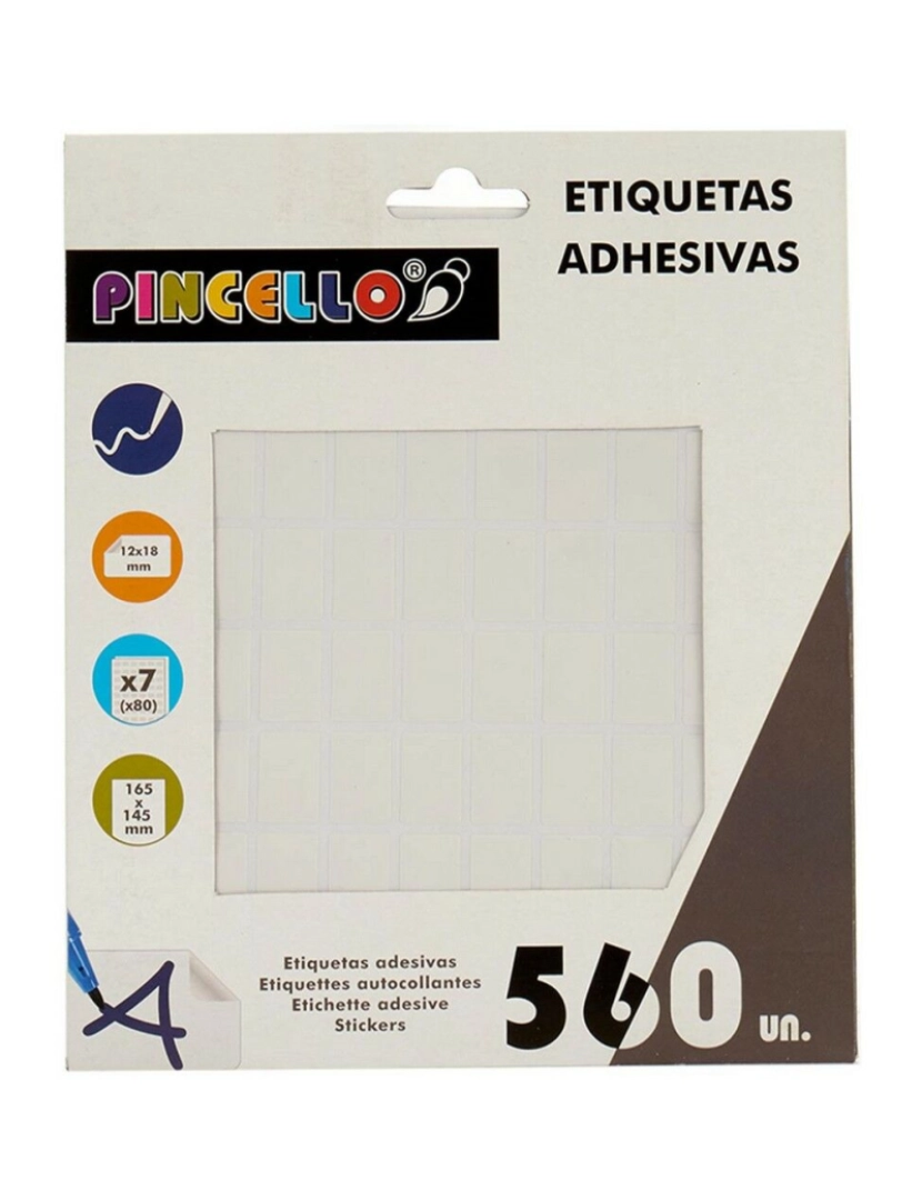 imagem de Etiquetas adesivas Branco 12 x 18 mm Retangular (12 Unidades)2