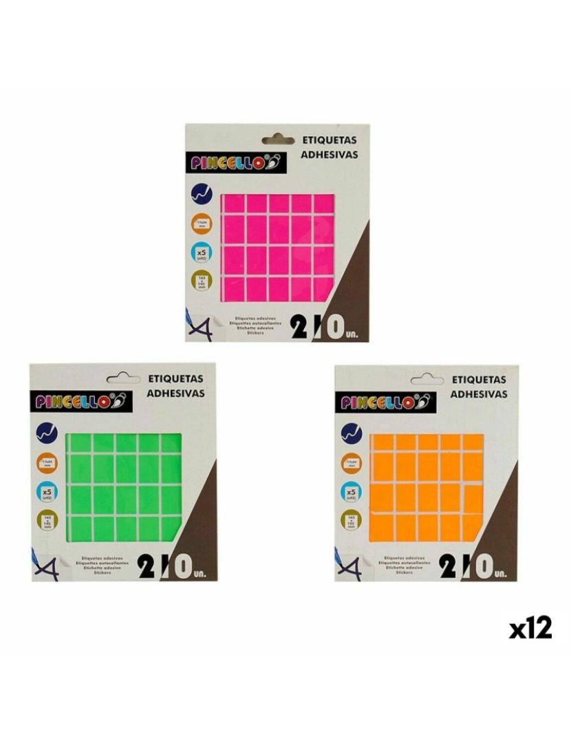 Pincello - Etiquetas adesivas Retangular 17 x 24 mm (12 Unidades)