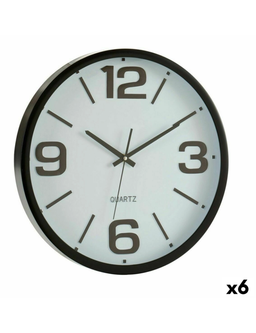 Gift Decor - Relógio de Parede Branco Preto Cristal Plástico 40 x 5 x 40 cm (6 Unidades)