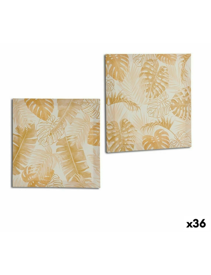 Gift Decor - Tela Folha de planta Dourado 28 x 28 x 1,5 cm (36 Unidades)