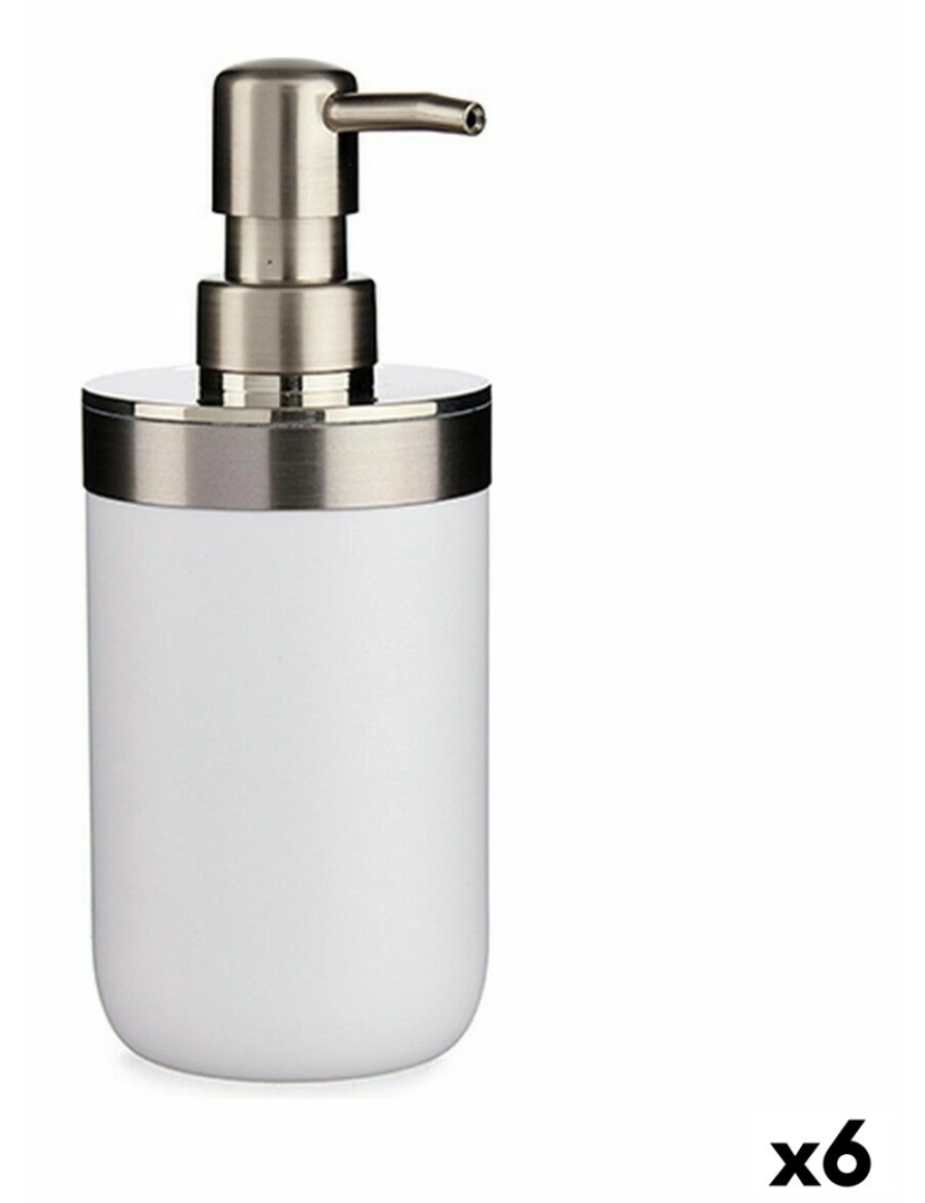 Berilo - Dispensador de Sabão Prateado Branco Plástico 350 ml (6 Unidades)