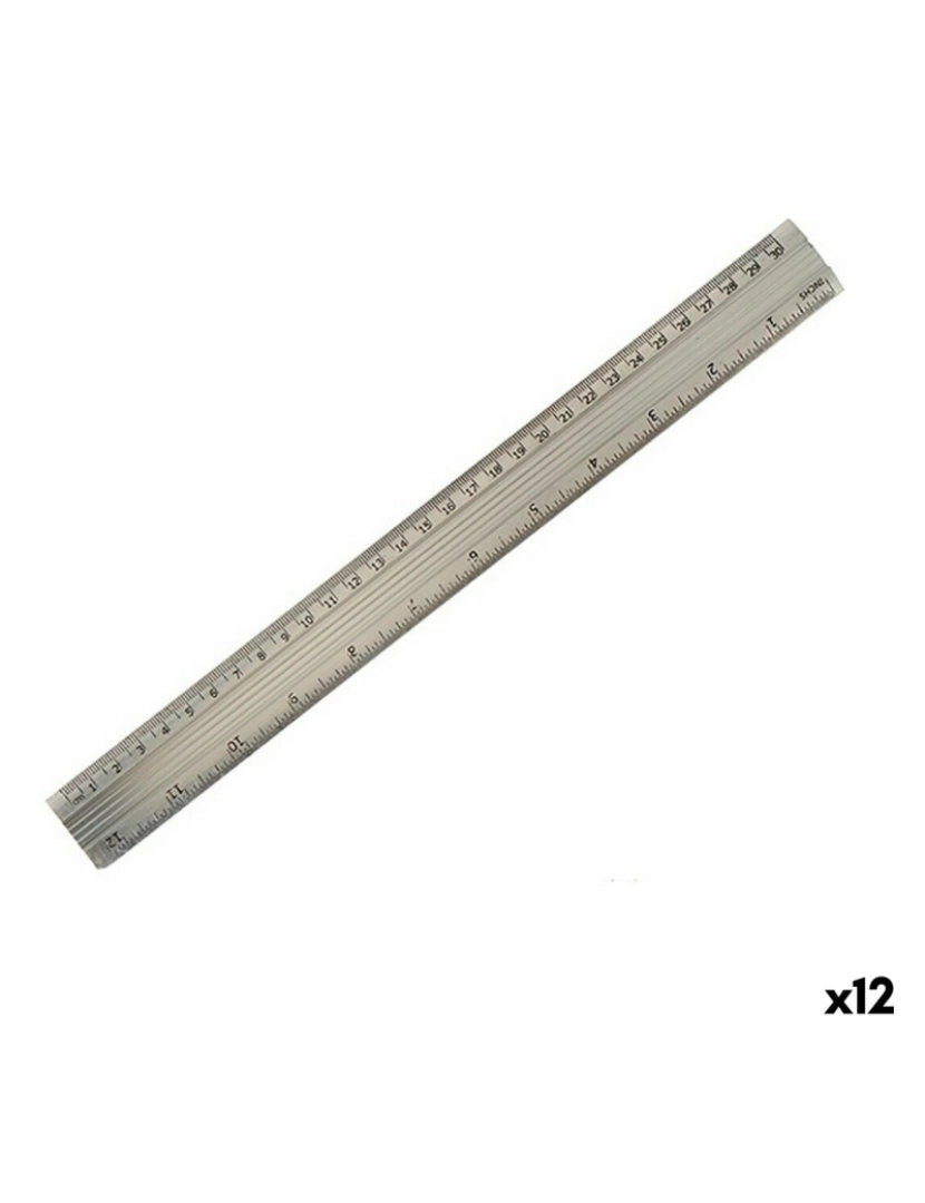 Pincello - Régua Alumínio Prateado 0,5 x 35,5 x 4 cm (12 Unidades)