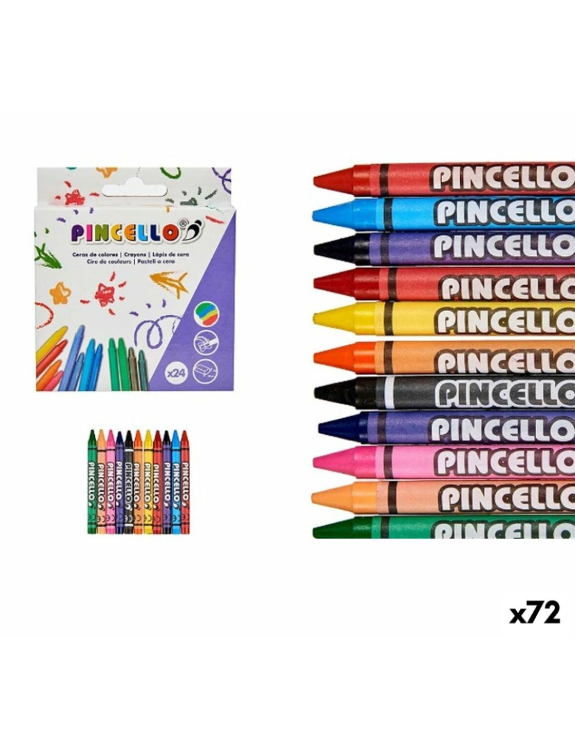 Pincello - Ceras de cores Jumbo Multicolor Cera (72 Unidades)